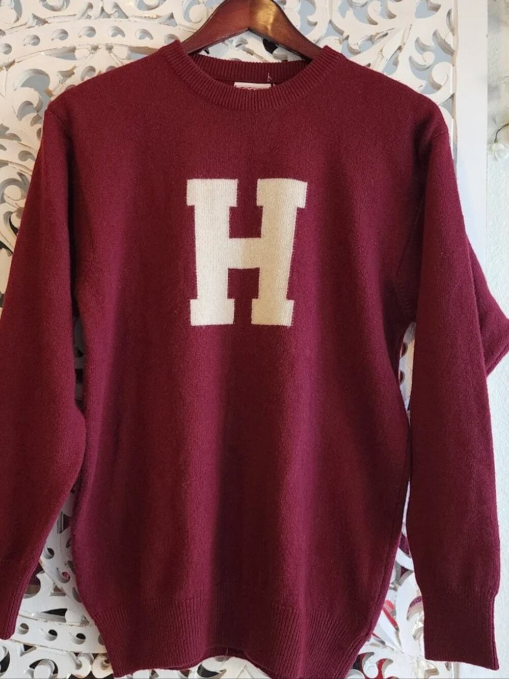 THE COOP 100% Lambswool Sweater – Maroon & Cream – Unisex XL 🔥